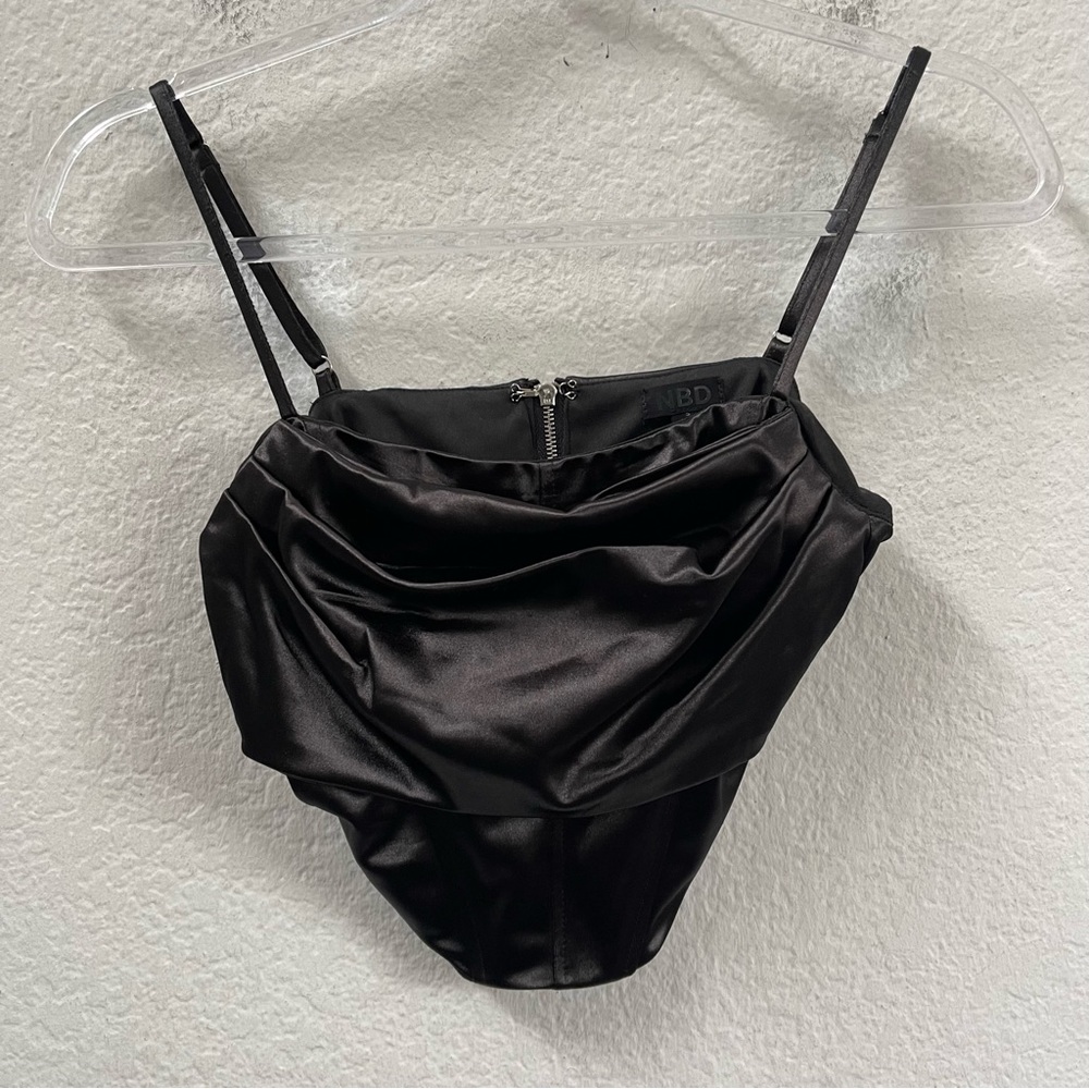 NBD Black Corset Top Satin Size Small